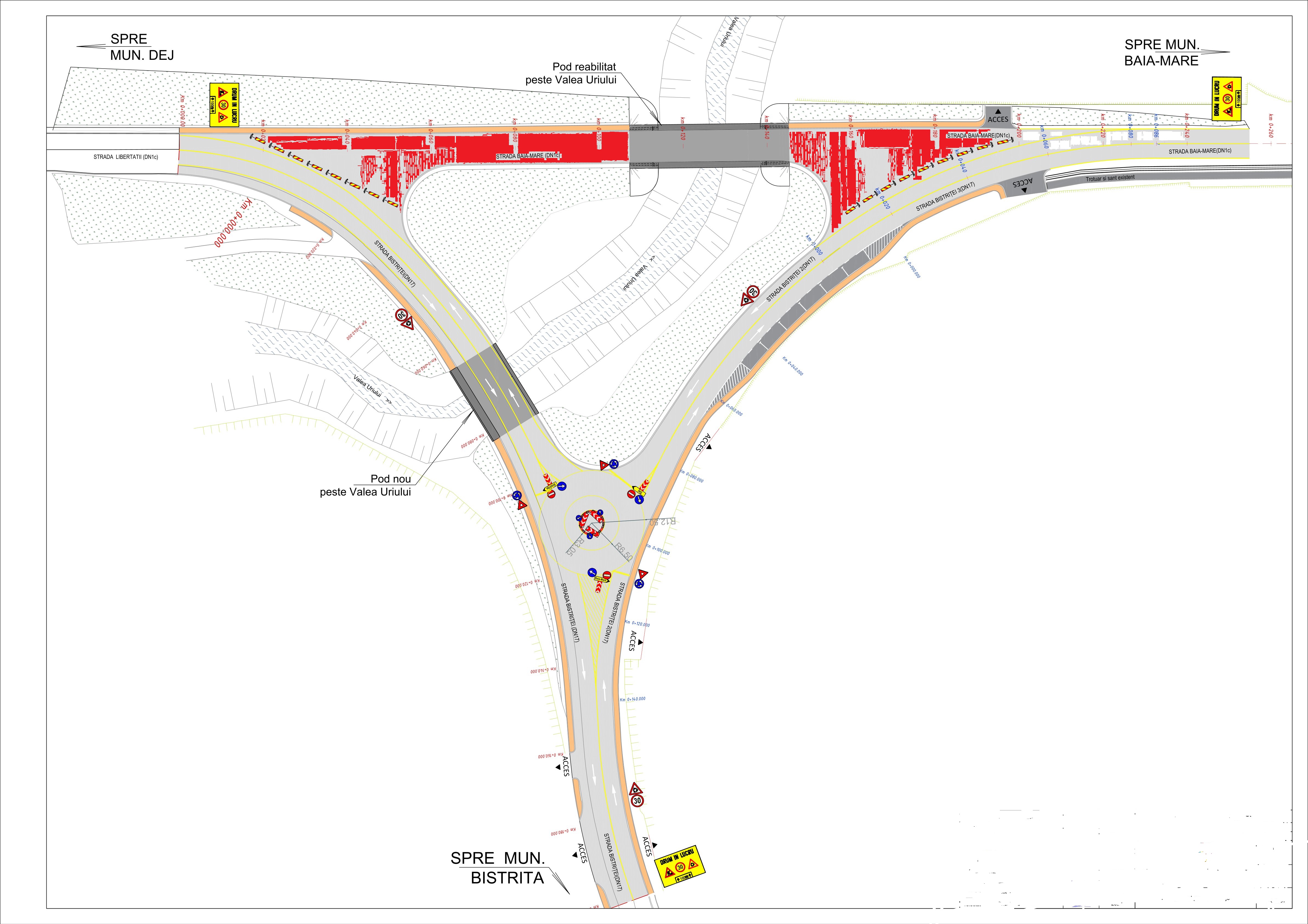 Lucrări la podul peste Valea Uriului